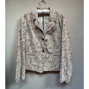 Sigrid Olsen Jacket Womens Size 12 Casual Corduroy Blazer Ivory Floral Casual